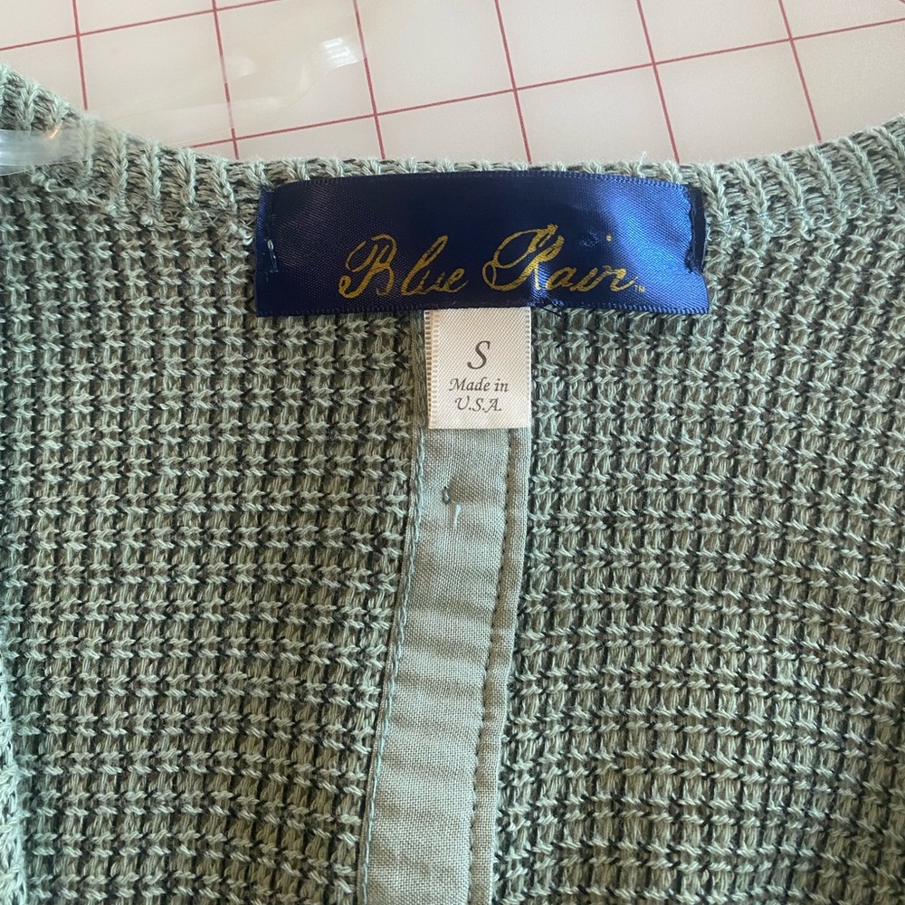 Blue Rain Francesca’s size small sea foam green boho knit comfy cardigan - Picture 10 of 16